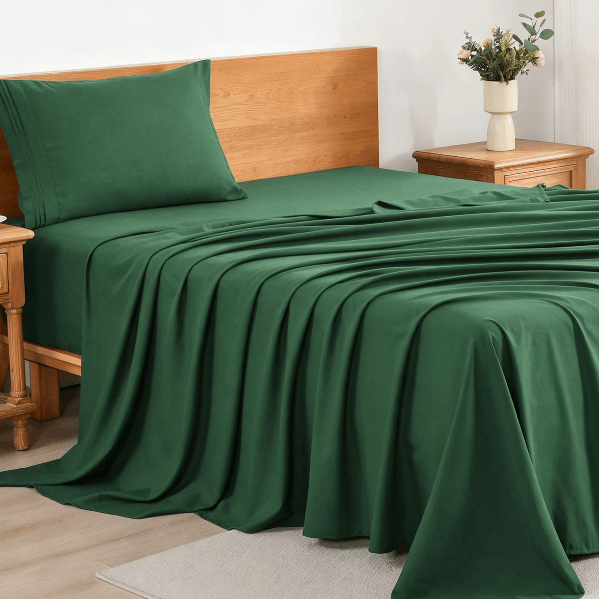 3/4-Piece Cooling Bed Sheet Set, Soft & Breathable Bedding with 18-Inch Deep Pocket, Hotel Luxury Sheets for Summer