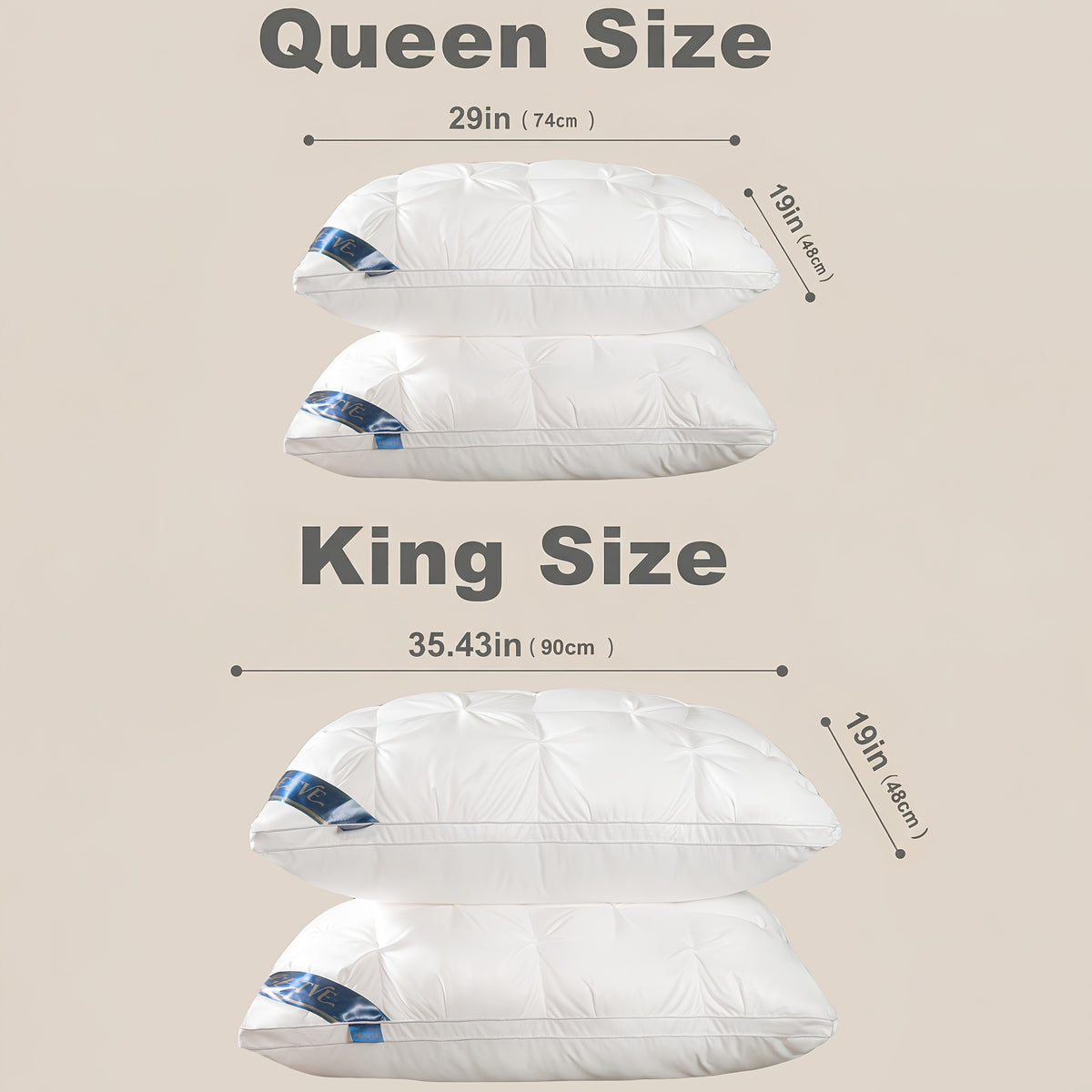 2pcs Luxury Hotel-quality Pillows, Deep Sleep Neck Pillow, High Fluffiness, Not Easy To Collapse, Suitable For All Seasons, Soft Fabric, Easy To Clean, Available In Multiple Colours And Sizes, Queen/King Size, Holiday Gift