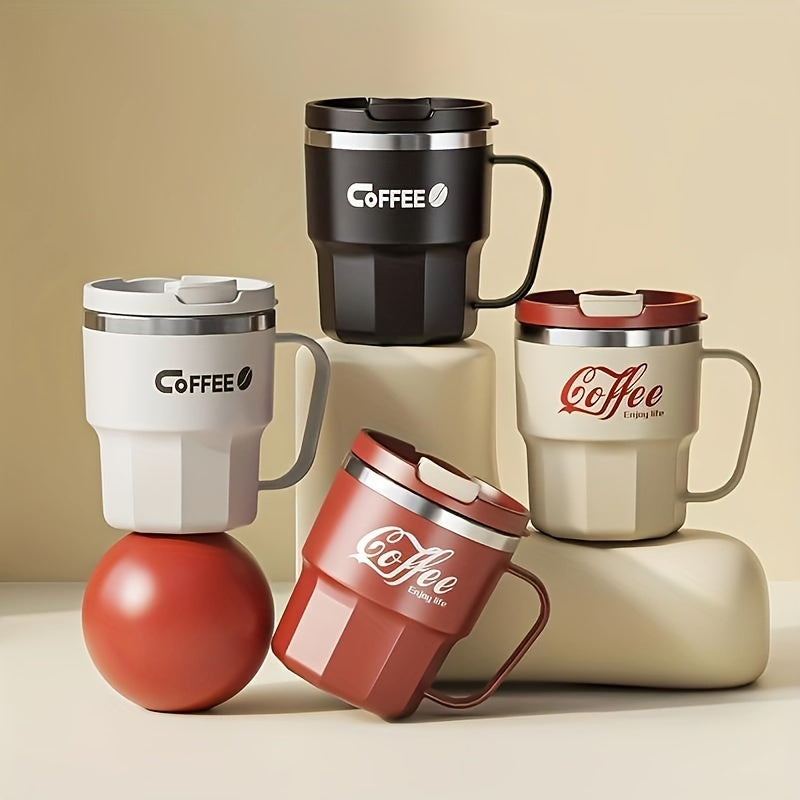 Double Insulated Stainless Coffee Mug with Lid - Reusable Cup, & Color Options, Dishwasher Travel-Friendly for Coffee & Tea - Perfect Gift for Holidays, Office, Camping (Ideal for hot
