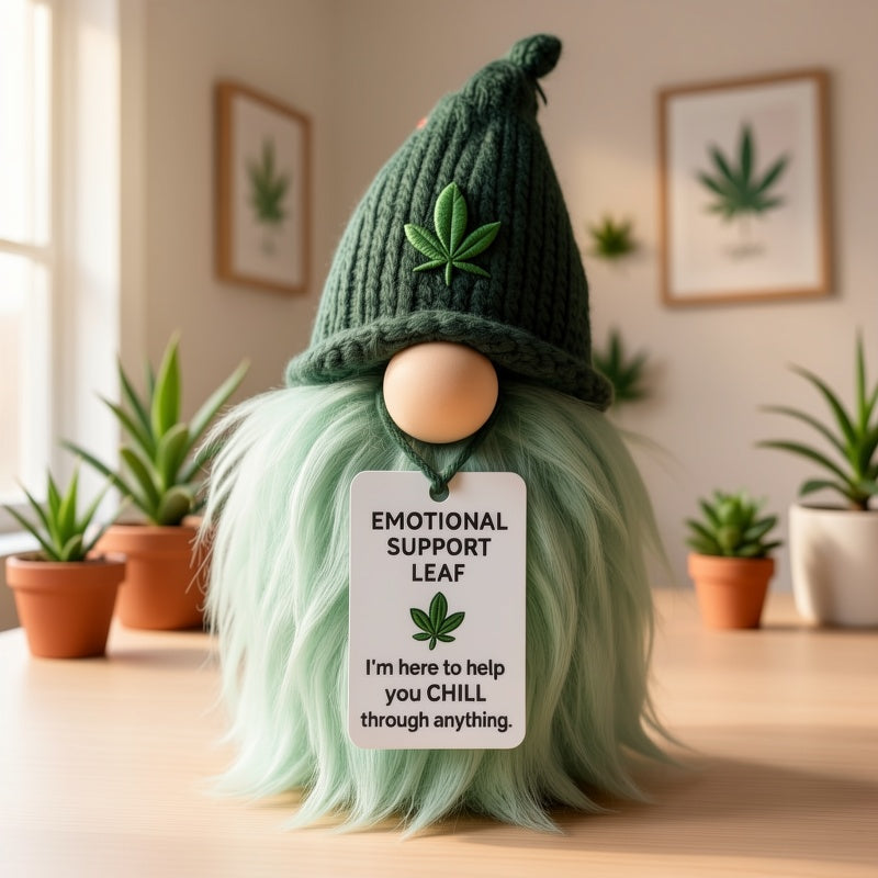 1pc Emotional Support Weed Dwarf, Mini Companion, Fun Handmade Mini Decoration, with Encouragement Card, Tabletop Piece, Fun Home Decor