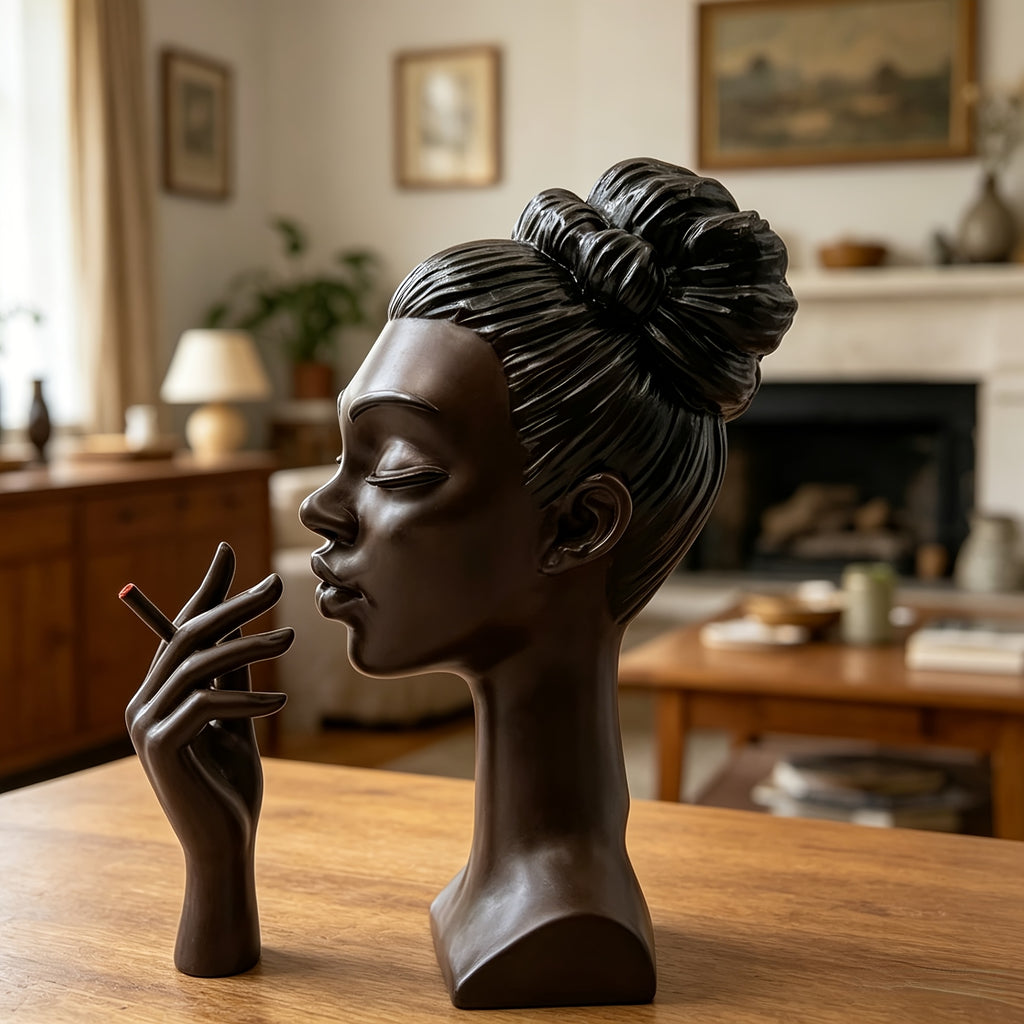 Free Delivery! Handcrafted Exquisite Black Incense Burner - High Resin Meditation Statue, Quiet Airflow Design, Solid Base And Stable Flameless Running, Suitable for Home Decor, Yoga Room, Relaxation Space - Art Deco Style Smokeless Aromatherapy