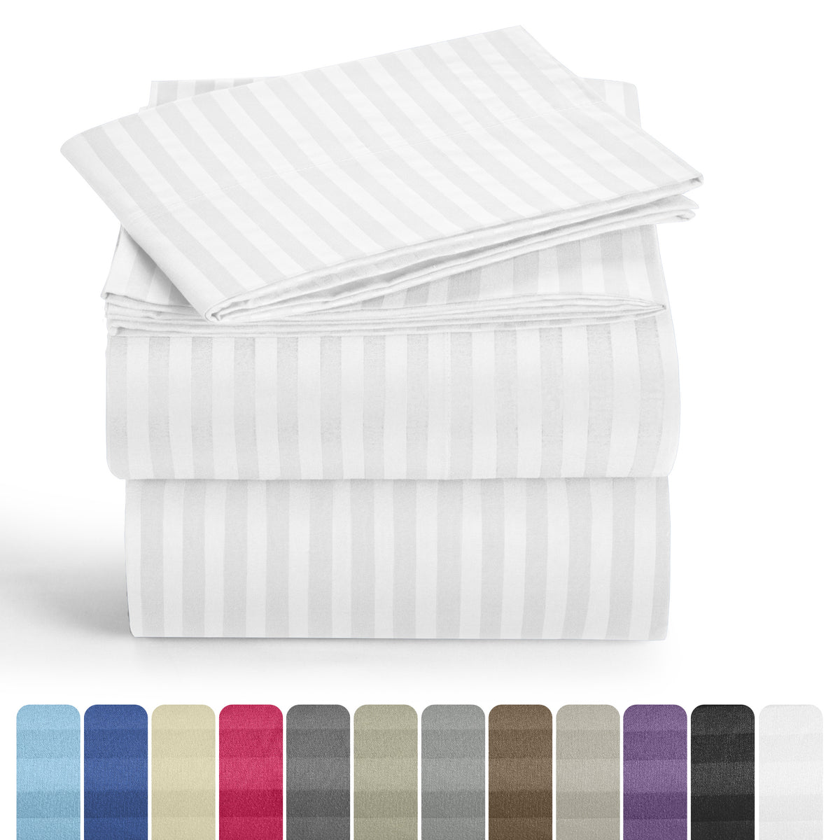Lux Decor 4/3 Pieces Striped Bed Sheets Set - Hotel Luxury Sheets, Deep Pocket Up to 16 Inches, Extra Soft, Breathable Cooling Sheet & Pillowcases, Easy To Fit, Wrinkle Free, Fade & Stain Resistant Bedding Set