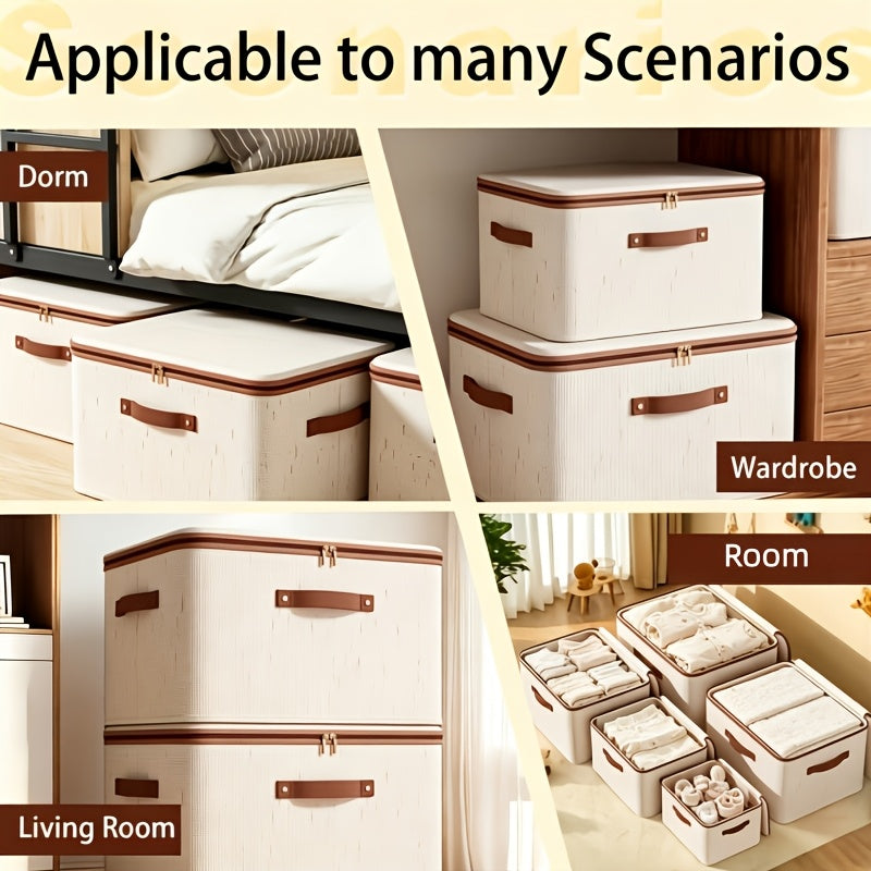 2-Pack Foldable Storage Bins with Lids - Large Capacity, Space-Saving Organizer for Clothes, Blankets, Books, Under-Bed Storage