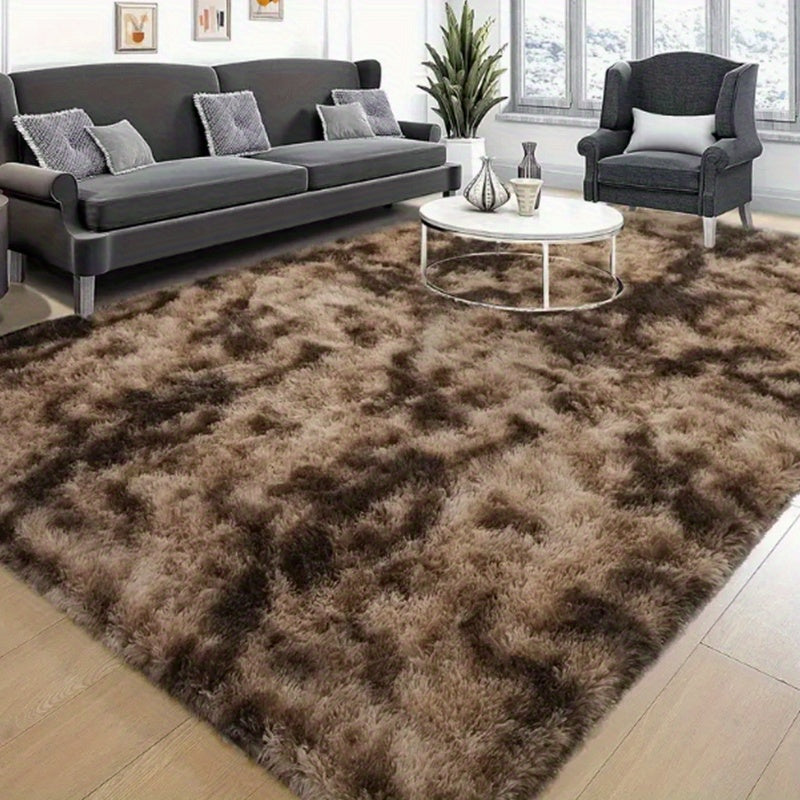1 Luxury Rectangular Plush Rug Soft, Perfect for Living Room Sofas, Bedrooms, Home High-end Decor, Easy to Clean, Durable, Versatile, Fluffy, Tie-dye, Solid Color,, Slip-resistant, Machine Washable