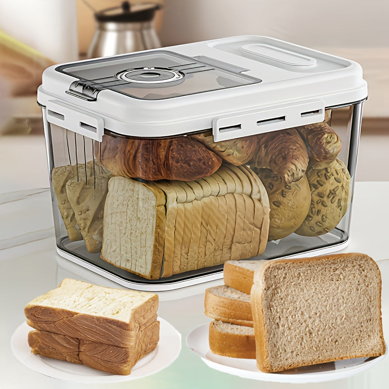 2 Sizes Airtight Food Storage Large-Bread Box Bread Boxes for Kitchen Counter Airtight, Time Recording Bread Storage Container with Lid, Bread Keeper for Homemade Bread, PET Square Flip Top Rice for Kitchen Pantry Organization