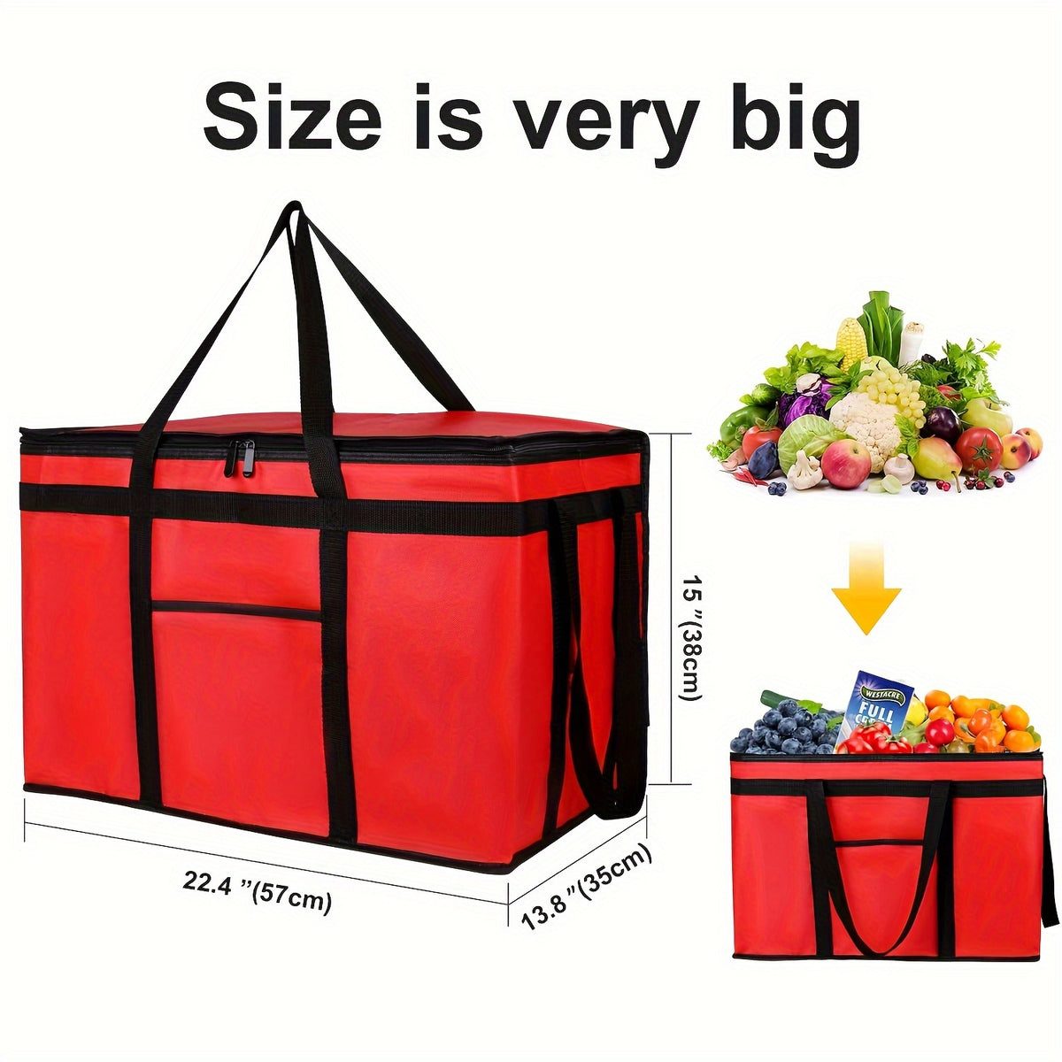 1pc Insulated Food Delivery Bag for Pizza Delivery, Grocery- Cooler Bag, Food Warmers for Parties, Catering Supplies for Doordash, Thermal Bags for Cold And Hot Food Carrier