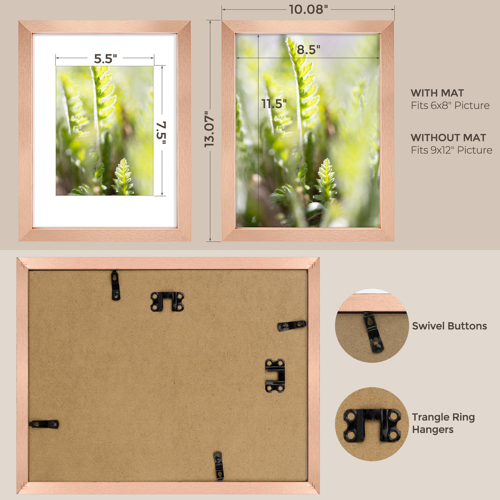 6 Packs 6x8/8x10/9x12/11x14/16x20 Picture Frames Set, Engineered Wood Gallery Wall Frame Set with Plexiglass - Wall Mounting or Tabletop Display
