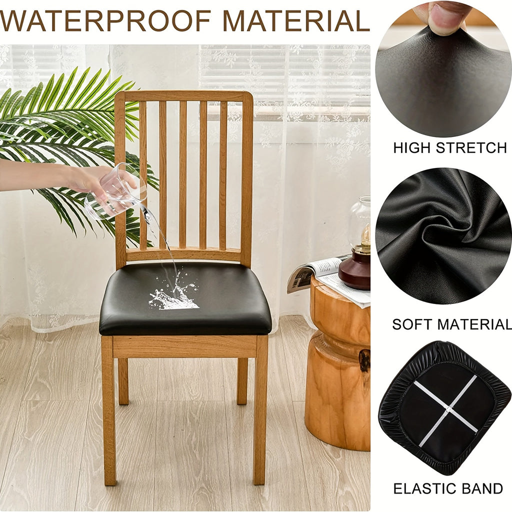 4/6pcs 100% Waterproof PU Dining Chair Slipcovers - Removable Upholstered Chair Cushion Cover For Dining Room, Kitchen, Hotel, And Home Decor