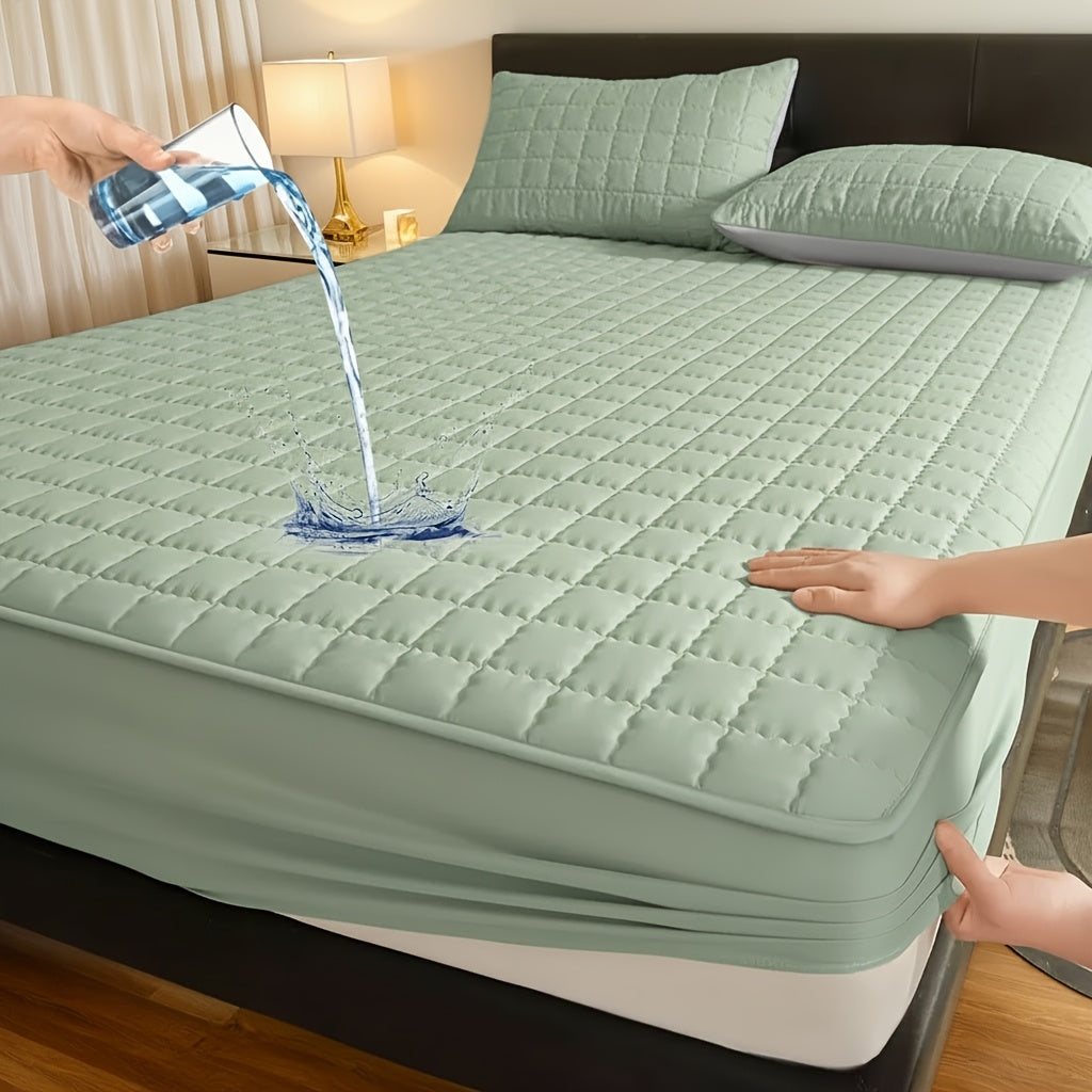 1pc Modern Soft Breathable Waterproof Bed Fitted Sheet - Lightweight, Fitted Mattress Protector For All Beds, Bedding Essentials, Minimalist Design (Excluding Pillowcases)