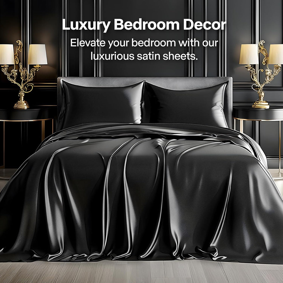 3/4pcs 2100TC Satin Sheets Queen Size Bed Set-Child Satin Bed Sheets Ultra Soft Satin Sheets Queen Set, Breathalbe Satin Bed Sheets Bed Sheets All Sizes Soft Satin Bedding for Bedroom 5 Star Luxury Hotel Experience W/ The Premium Satin Sheets