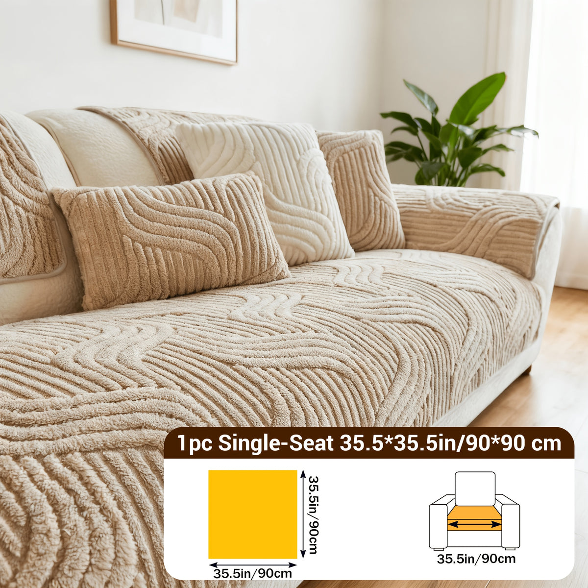 1pc of Thick, Quilted Sofa Cushion That Is Stylish, Durable, Warm, And Non-Slip. This Plush Sofa Cover Is Breathable And Comfortable, Making It Perfect for Families with Pets. It Is Suitable for Use in The Bedroom, Office, Living Room