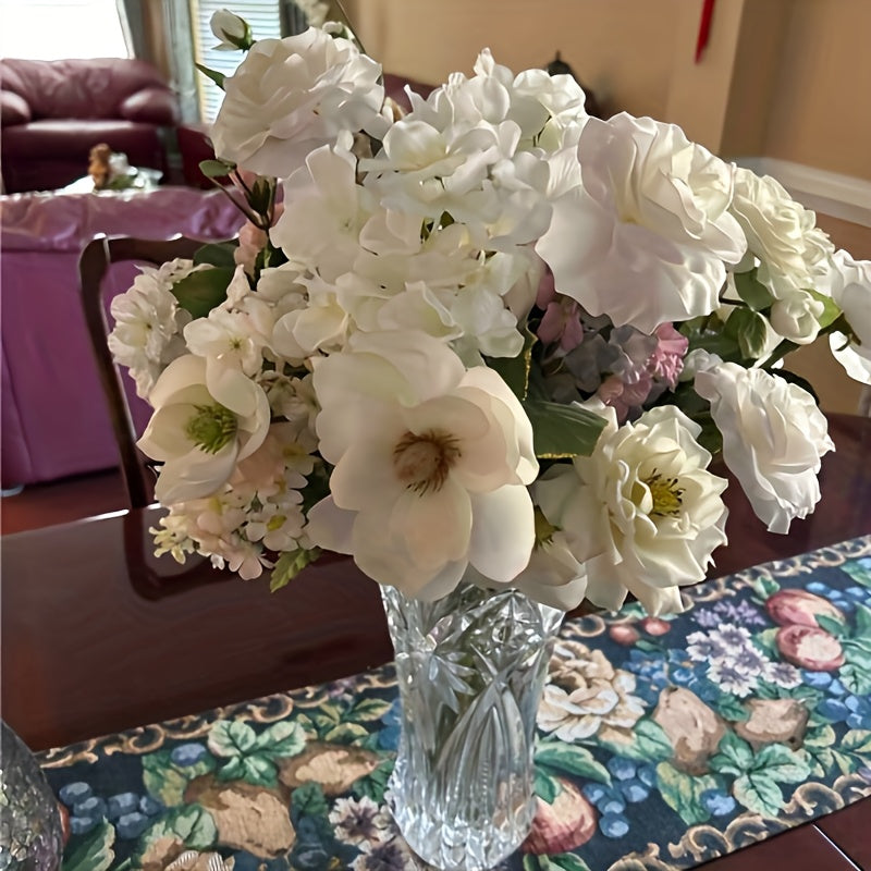 63pcs Artificial Hydrangea Flowers with Stems - Realistic Full Faux Silky Blooms, Round Heads Suitable for Wedding, Baby Shower, Garden, Party Decor, Home Decoration - Fake Flowers for Centerpieces, Arrangements, Year-Round Use
