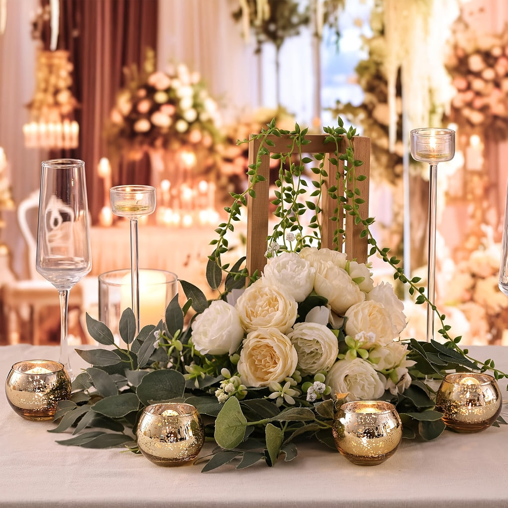 24/6pcs Votive Candle Holders for Wedding, Hurricane Candle Holders Bulk, High-Temperature Glass, Romantic Dinner Additions, Perfect for Weddings, Parties, Birthdays, Thanksgiving, Valentine'S Day Decorations, Golden/Pink/Silver/Blue/Green