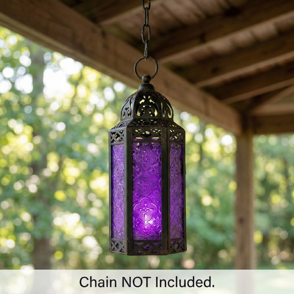 Decorative Moroccan Candle Lantern Holder, Medium, 10.5" Tall