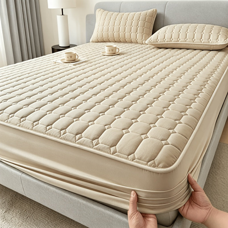 1pc High Quality Non-Slip All Season Mattress Protector, 15.75 Inches Deep Pocket, Solid Color Quilted Bed, Machine Washable, Suitable for Bedrooms, Guest Rooms, Family Essential Bedding.(No Pillowcases)