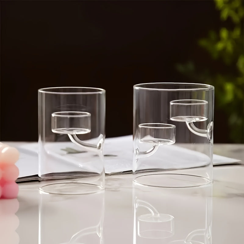 1pc European Style Cylinder Hurricane Glass Candle Holder, Oil Lamp Windproof Candle Holder, Creative Home Decoration Candlelight Dinner Gift