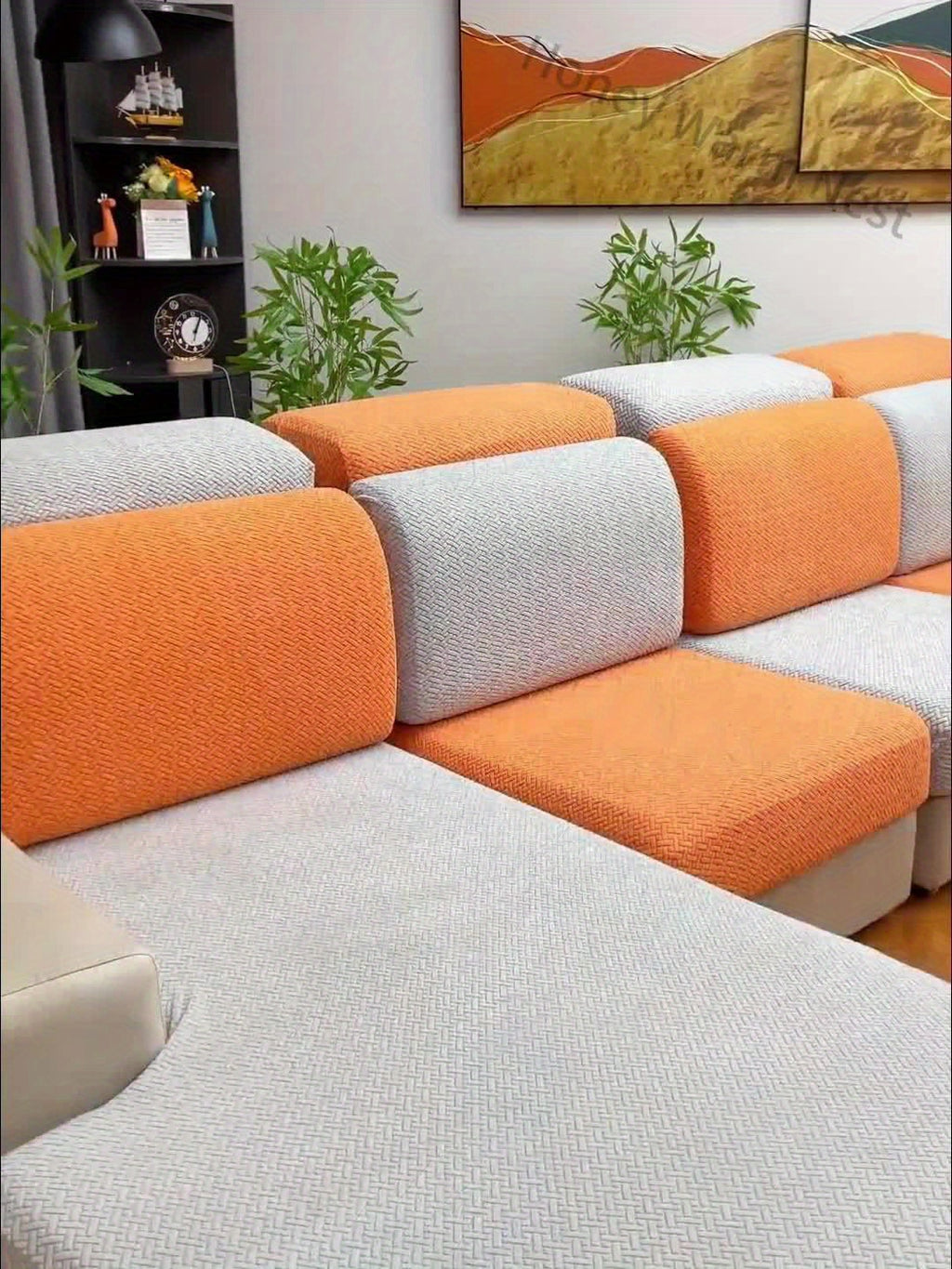 1pc of Wear-Resistant And Non-Slip Sofa Cover, Elastic Stretch L-Shaped Furniture Protector, Suitable for 3/2/1/4 Seat And Sectional Sofas, Made of Polyester Jacquard Fabric, Machine Washable, Ideal for Living Room, Bedroom