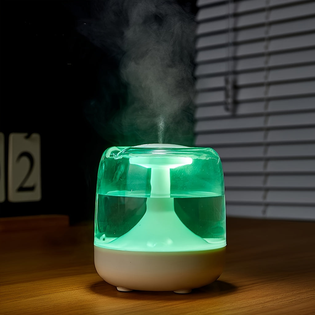 USB Cool Mist Humidifier, Quiet Desktop Air Care with 7-Color Night Light and Visible Water Level for Bedroom, Home Office and Bedside Use