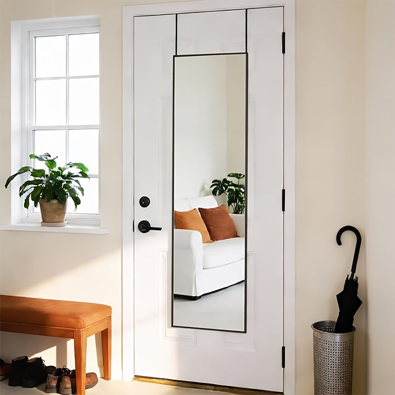 Full Length Mirror Over The Door/Wall Mounted Vertical Hanging Mirror with Lightweight Aluminum Alloy Frame 47x14, Full Body Dressing Mirror Suitable for Bedroom Living Room Entryway Install Space-Saving Vertical Mirror