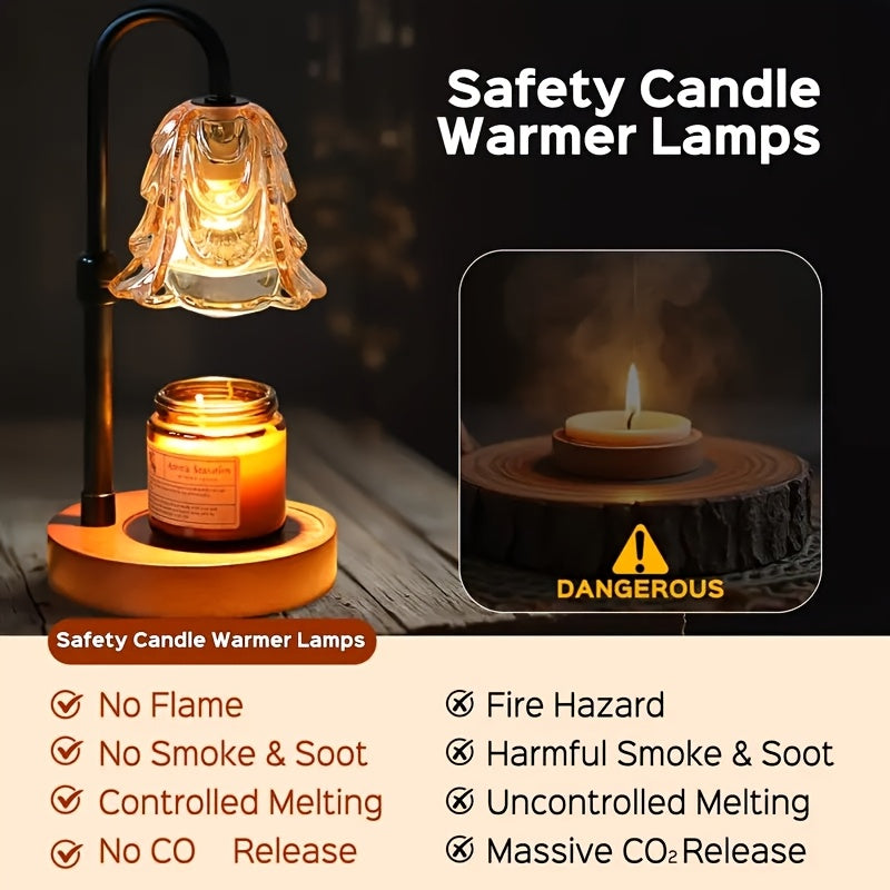 2/4-Pack Candle Warmer Lamps, Halloween Candle Holders, with Dimmer And Wooden Base, Height And Brightness Adjustable Wax Warming Lamps, New Home Decor, Christmas New Year And Valentine'S Day Gift, for Wife Mom Lovers Friends [Bulb Not Included]