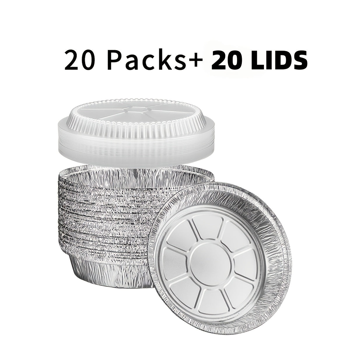 40pcs Disposable Aluminum Foil Baking Pan Set (including 20 Bases + 20 Lids) - 7-inch Round Baking Pan, Suitable for Baking, Keeping Warm, and Serving - Round Aluminum Foil Baking Pan with Lid - Mother's Day - Air Fryer - Oven - Birthday Party