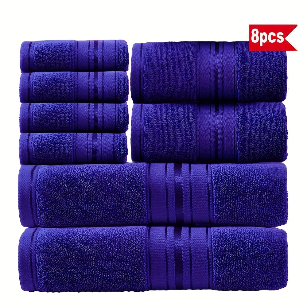 Luxury 8pcs Bath Towel Set, 100% Cotton Premium Hotel Quality, Includes 2 Bath Towels, 2 Hand Towels, 4 Washcloths, Soft Absorbent Spa Towel Collection, Ideal for Bathroom, Hotel, SPA