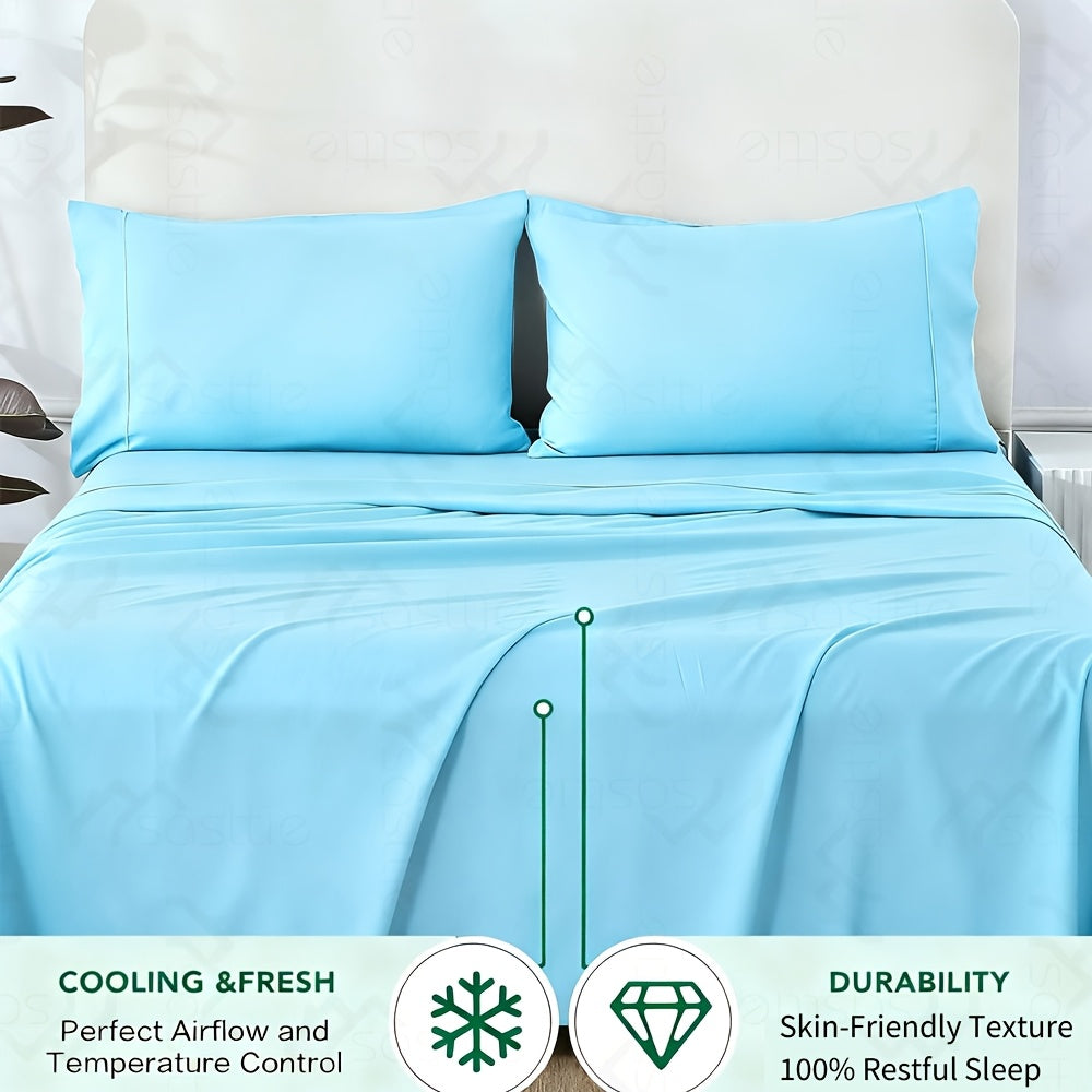 3/4pcs Bamboo Bed Sheet Set-Bamboo Kids Bed Sheet-Ultra Soft & Breathable Bed Sheets-Deep Pocket Up to 16" Hotel Soft Bedding-Perfect for Hot Sleepers-Great Gifts Bedding Sheets Set Bamboo Sheets Sets All Sizes Cooling Bamboo Sheets Random Color