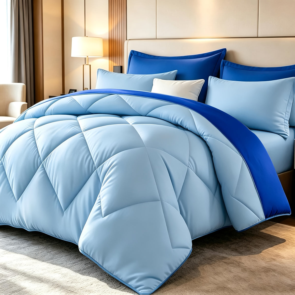 2/3pcs Solid Color Diamond Pattern Large And Extra-Large Bed Set Soft Comfortable And Lightweight Fabric Breathable Quilt Easy to Care Equipped with Quilts And Pillowcases Luxurious Quality And Ideal Gift, Random Color