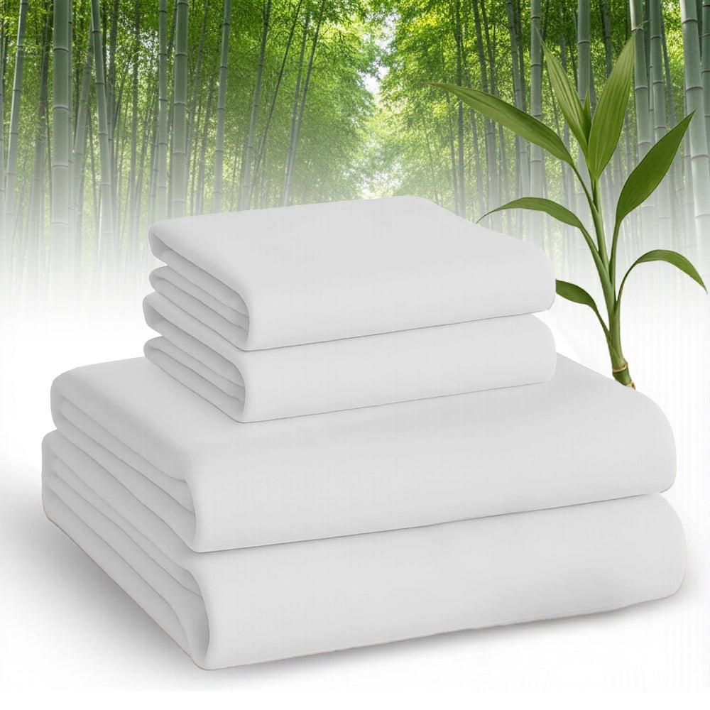 [Breathable Bamboo Sheets] 3/4pcs Breathable Bamboo Bed Sheets Fitted Sheet And Pillowcases Set Child Sheet And Pillowcase Sets, Queen Bamboo Twin Sheet Set, Cooling Queen Sheets Set