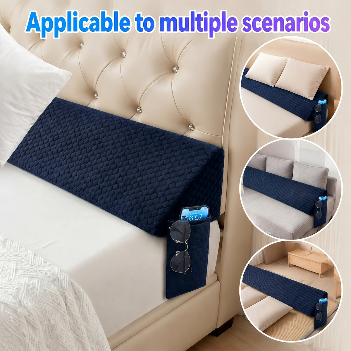 Bed Gap Wedge Pillow for Headboard and Mattress Spaces up to 7 Inches, Bedroom Backrest Cushion in Eight Colors with Twin, Full, Queen and King Options