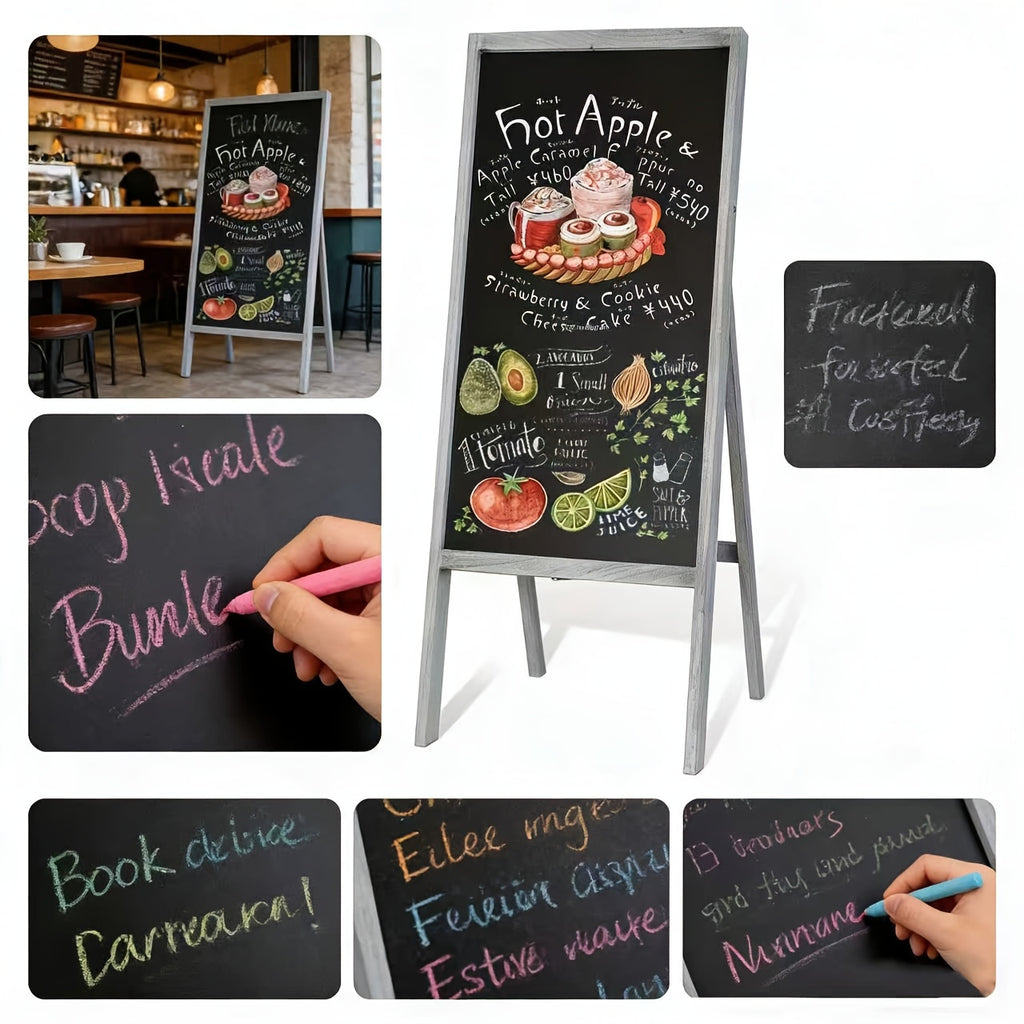 Chalkboard, A-Frame Sidewalk Chalkboard Sign, Rustic Menu Display for Restaurant