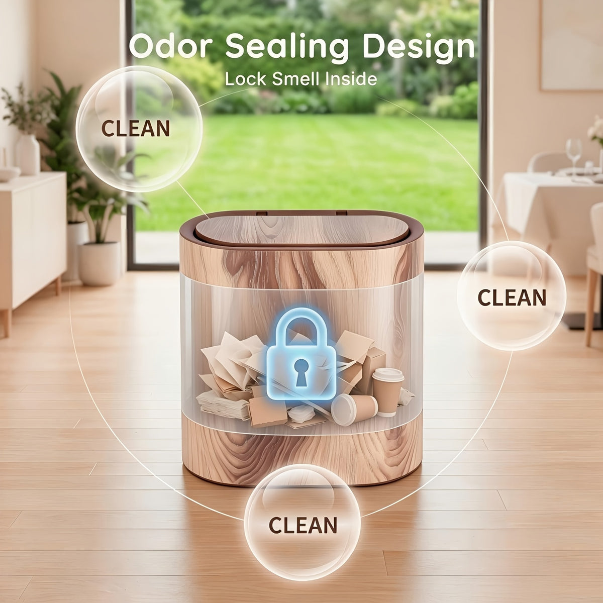 2pcs Trash Can with Marble And Wood Grain Pattern, Plastic Wastebasket with Built-in Handles, Easy to Clean, Rustproof, Space-Saving Design, Ideal for Small Spaces In Bathroom, Laundry, And Home Office, (2pcs/1pc), Halloween Gifts, Christmas Gifts