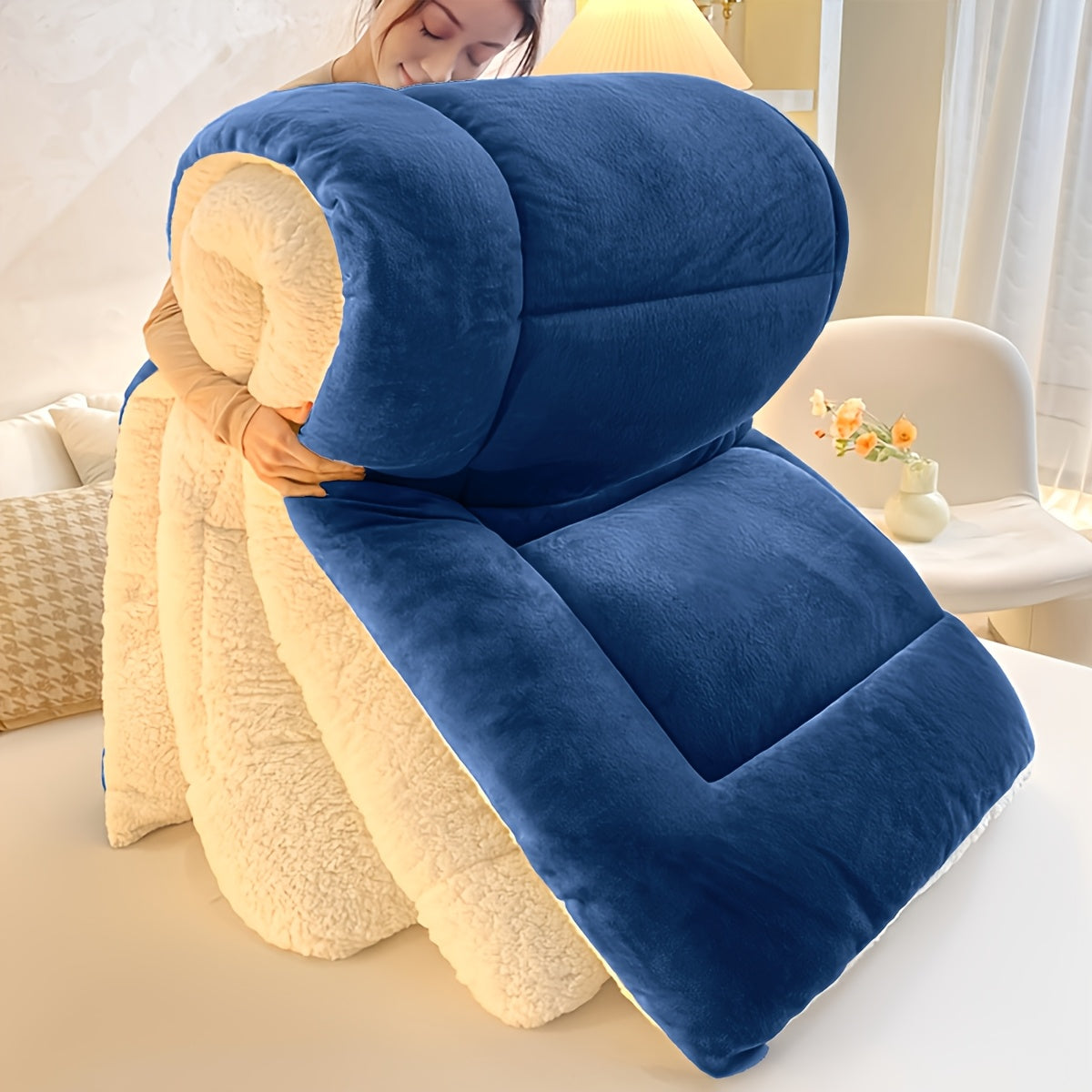 Sheep Blanket Single Bed Size Extra Thick Plush Flannel Blanket for Sofa and Bed, Microfiber Lightweight Reversible Soft Cozy Warm Luxury Bed Blanket