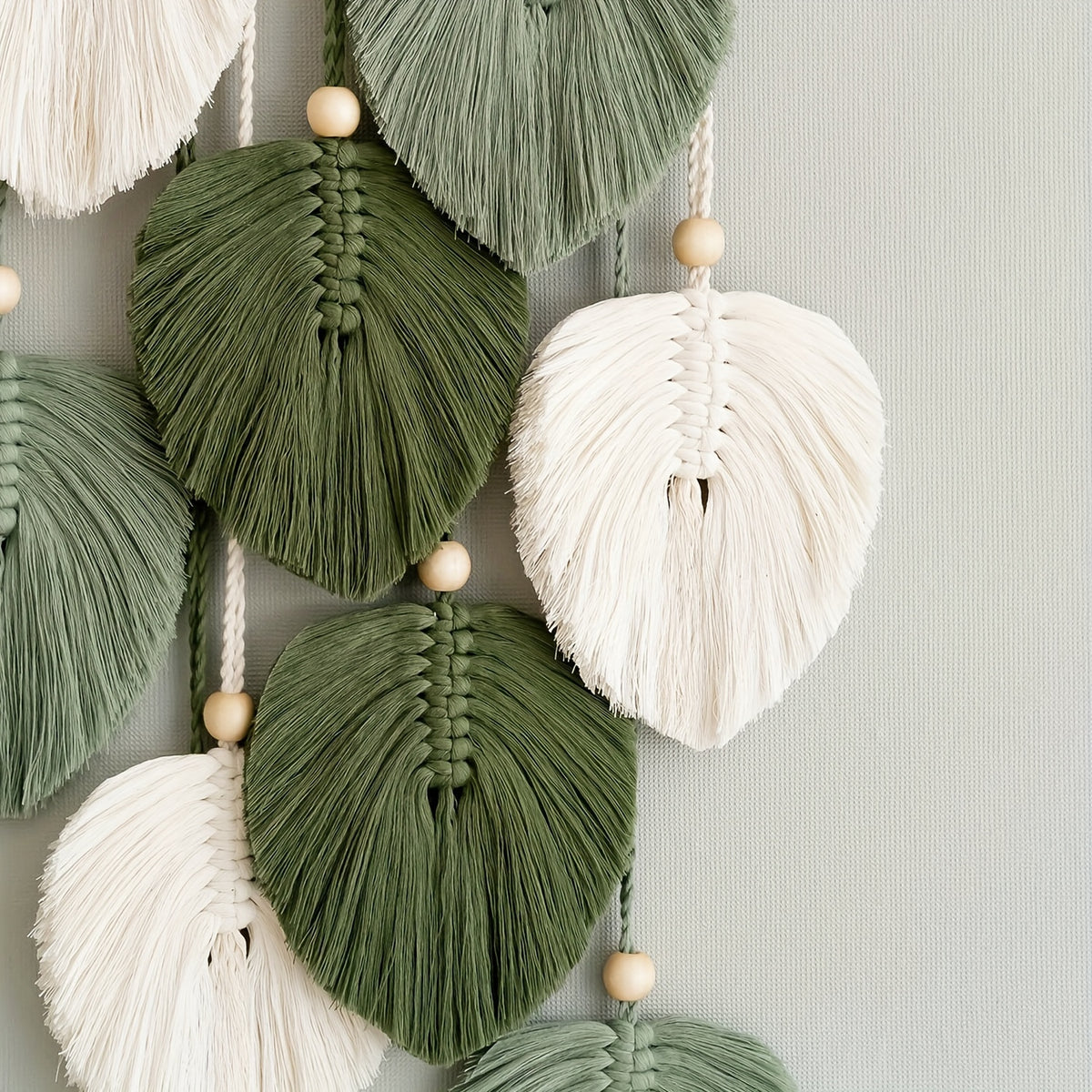1pc Bohemian Wall Hanging Tapestry - Handmade Green Leaf Design, Natural Themed Acrylic Wall Art for Living Room, Bedroom, Office - Indoor Decorative Tapestry, No Power Needed, Transverse Orientation, Bedroom Wall Decor | Bohemian Style | Acrylic Art, Wal
