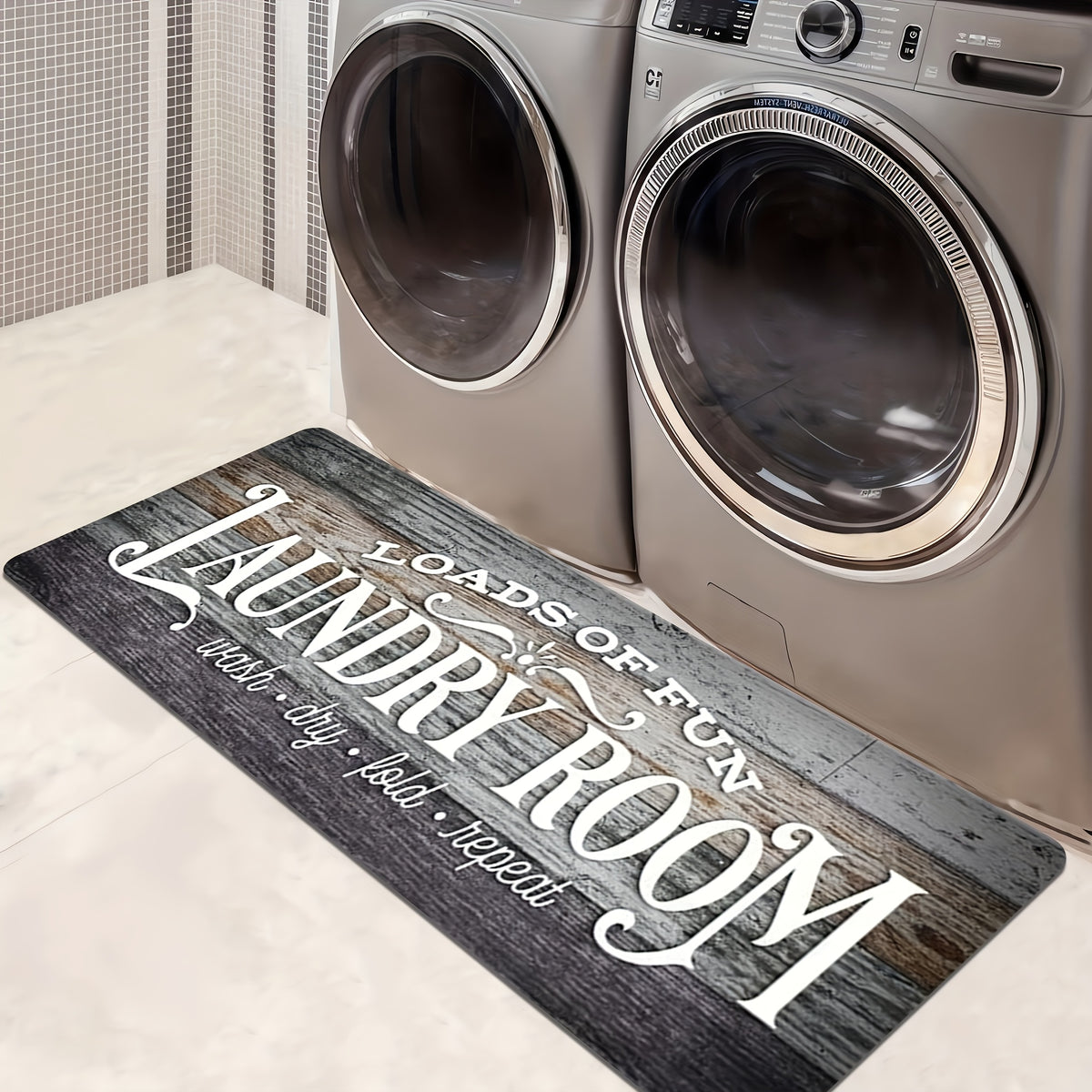 Non-slip Washable Laundry Room Runner Mat,Home Decor Floor Mat,Laundry Mat Home Decor,Laundry Room Accessories-Machine Washable Mat with Laundry-Themed Phrases