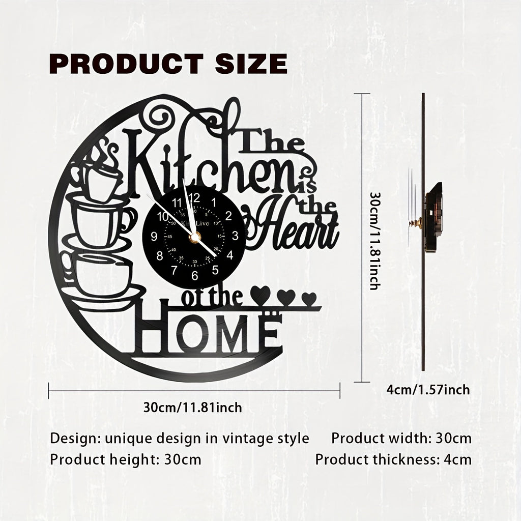 1pc Coffee Vinyl Record Wall Clock, Wall Decoration Art Decoration, Coffee Cup Design Wall Clock - Coffee Clock Silent Home Decoration, Living Room Bedroom Kitchen Bathroom, Christmas Gift/New Year Gift, Special Surprise