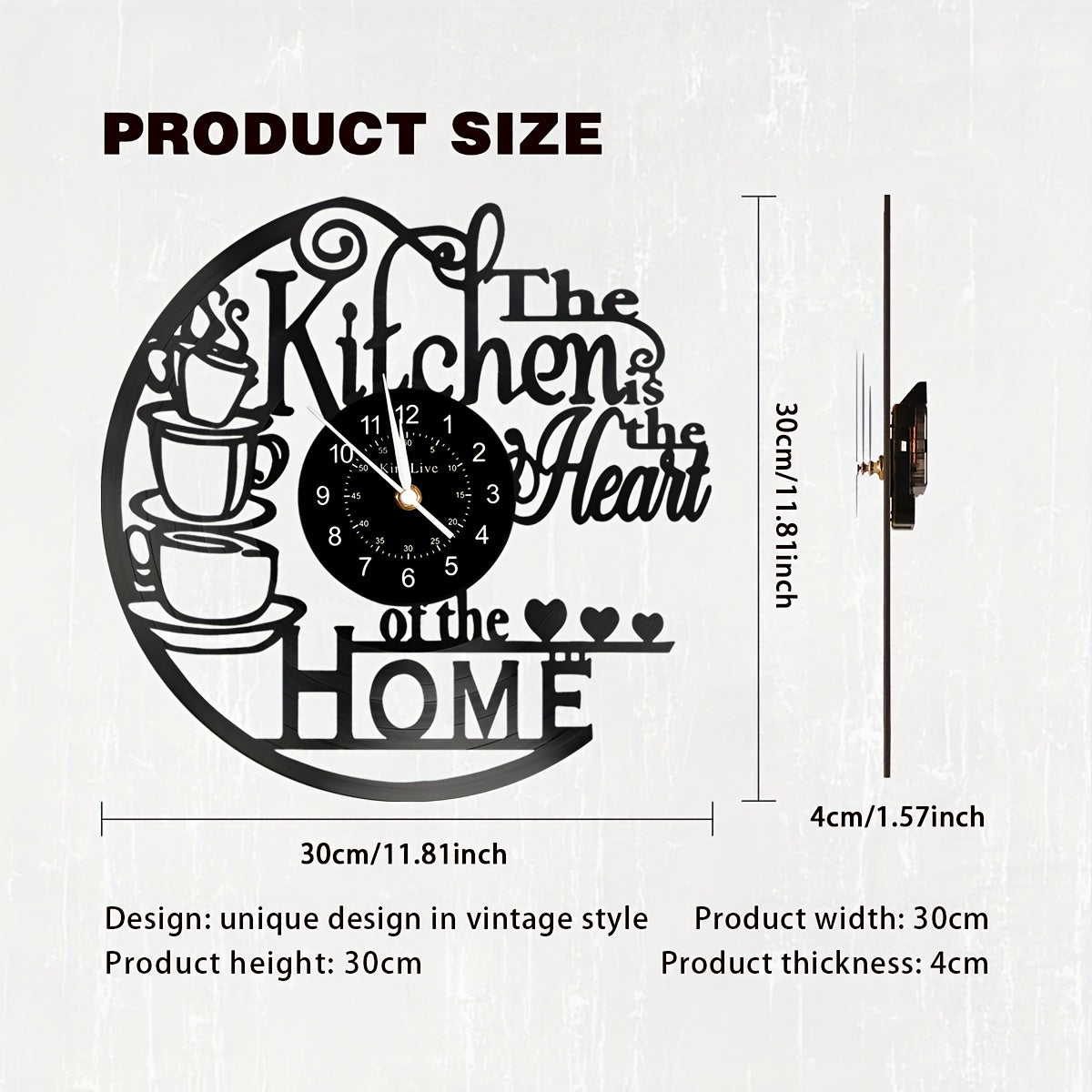 1pc Coffee Vinyl Record Wall Clock, Wall Decoration Art Decoration, Coffee Cup Design Wall Clock - Coffee Clock Silent Home Decoration, Living Room Bedroom Kitchen Bathroom, Christmas Gift/New Year Gift, Special Surprise