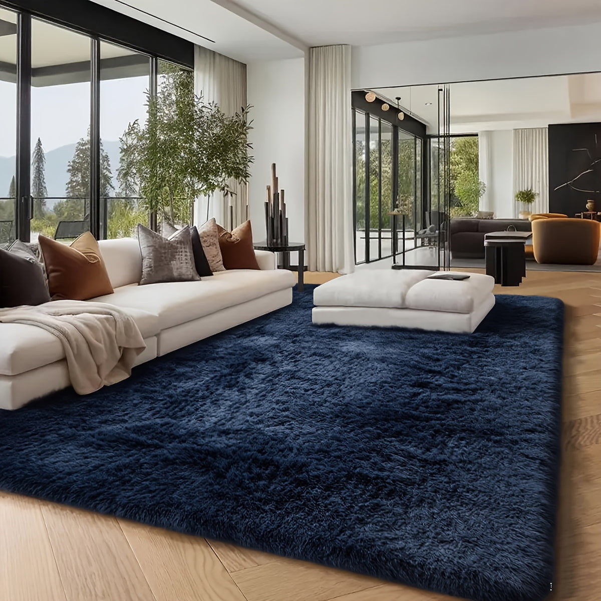 Extra Large Fluffy Shaggy Rug Suitable for Living Room Bedroom Carpet - Plush Soft Modern with Shag Carpet, Machine Washable Black Fuzzy Rug Suitable for Playroom,, Cozy Indoor Decor for Christmas Gift