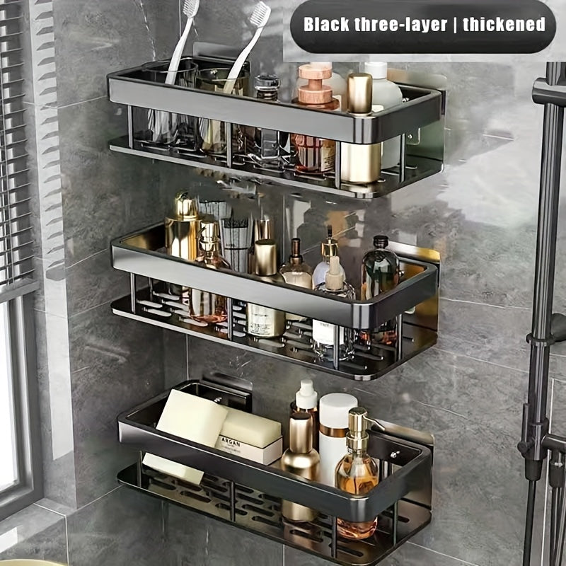 Multi-piece Shower Rack Bathroom Rack Wall-mounted Storage Rack Bathroom Shampoo Lotion Cosmetics Storage Rack Kitchen And Bathroom Storage Space-saving Storage Rack-no Drilling Required, Suitable for A Variety Of Scenarios-Free Traceless Sticker