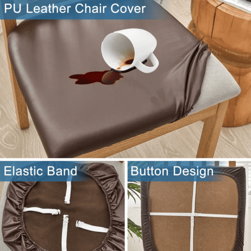 4/6pcs 100% Waterproof PU Dining Chair Slipcovers - Removable Upholstered Chair Cushion Cover For Dining Room, Kitchen, Hotel, And Home Decor