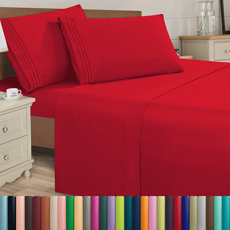Elegant Comfort Luxury 4pcs Embroidered Sheet Set 16 inch deep pockets - Ultra Soft Machine Washable Luxury 4-Piece Bed Sheet Set - Fade and Wrinkle Resistant Premium Hotel Quality Twin/Full/Queen/King/Cal King Bedding Set- 4PC Sheets For Daily Use, Dorms