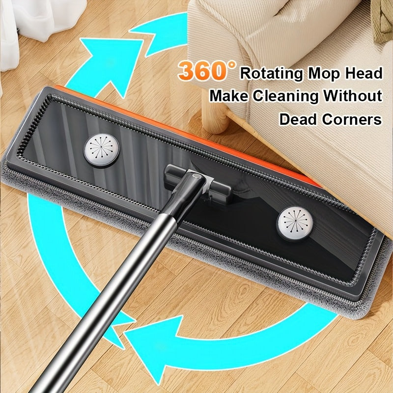 Flat Mop And Bucket with Upgrade Wringer Set, Hands Free Flat Floor Mop And Bucket, Wet And Dry Use, Separates Dirty And Clean Water, Deep-Cleaning Mops for Floors, Walls, Floor Cleaning Tools with 2 Or 6 Washable Microfiber Pads