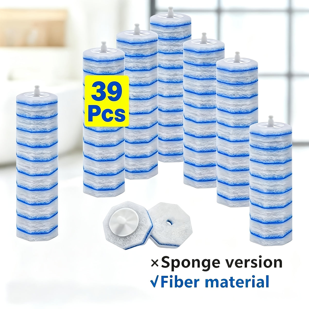 39/49/99 Pack Toilet Wand Refills Disposable Toilet Brush Replacement Heads with Upgraded Fiber Bristles, with Clorax Toilet Brush Replacement Systems, Handle Not Include