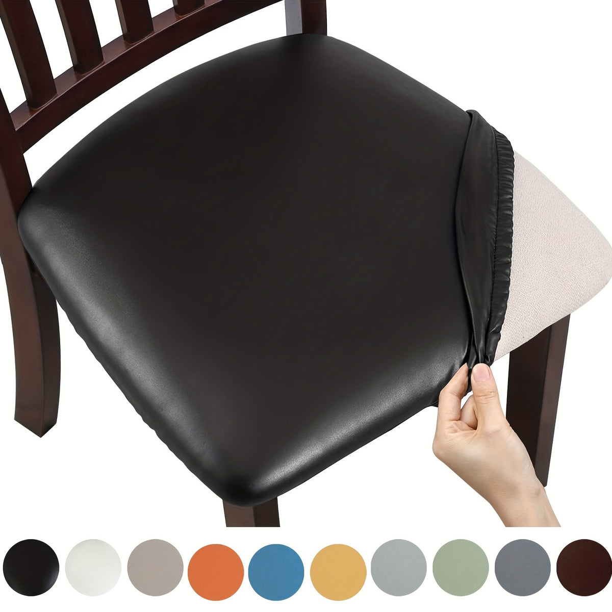 4/6pcs 100% Waterproof PU Dining Chair Slipcovers - Removable Upholstered Chair Cushion Cover For Dining Room, Kitchen, Hotel, And Home Decor