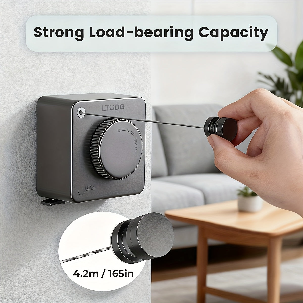 1/2pcs Retractable Clothesline Indoor Non-Sagging Outdoor Clothes Line Retracting Heavy Duty Clothes Drying Laundry Line Wall Mounted Stainless Steel Line-15.1 Feets(Square-Gray), Clotheslines