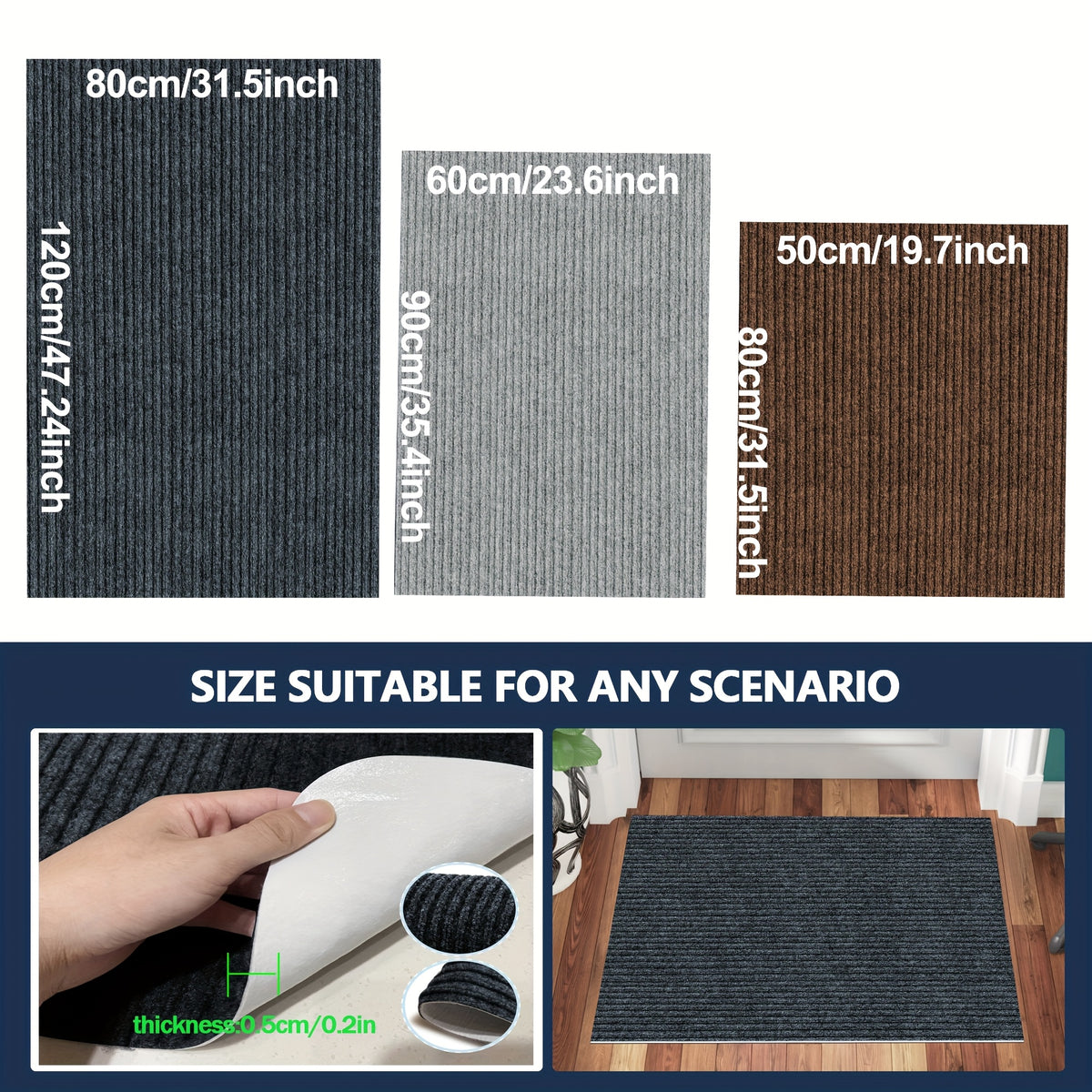 Entryway Mat, Indoor Door Mat Entrance, Non Slip Peel And Stick Low Profile Doormat, Entry Mat Door Mats Indoor, Front Door Mat Inside Door Mat Non Slip, Washable Door Mat, Easy to Clean Doormat, Floor Mat for Entryway