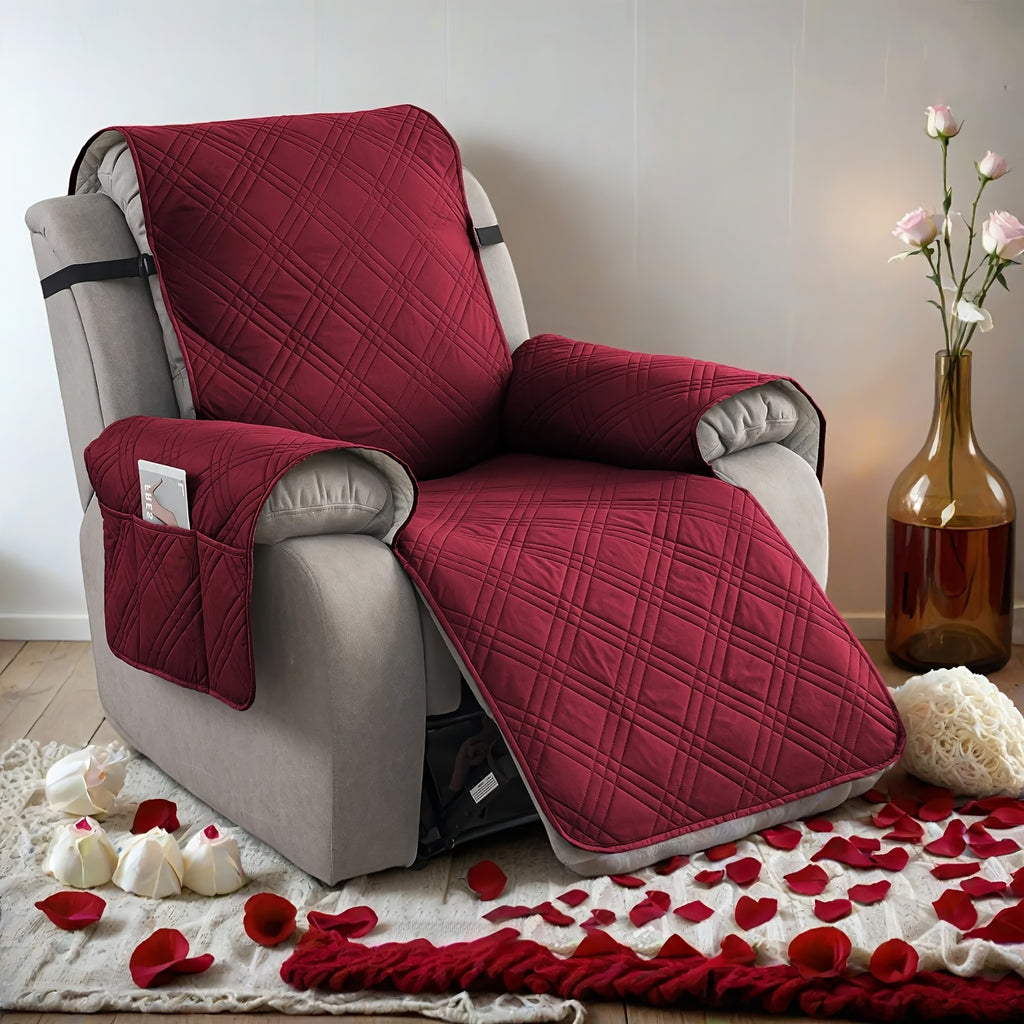 1pc 100% Waterproof Recliner Chair Cover, Non Slip Recliner Covers for Recliner Chair with Pocket, Pet Scratch-Resistant Sofa Slipcover, Washable Furniture Protector, Easy to Install for Living Room, Bedroom, And Study, Halloween Home Decorations