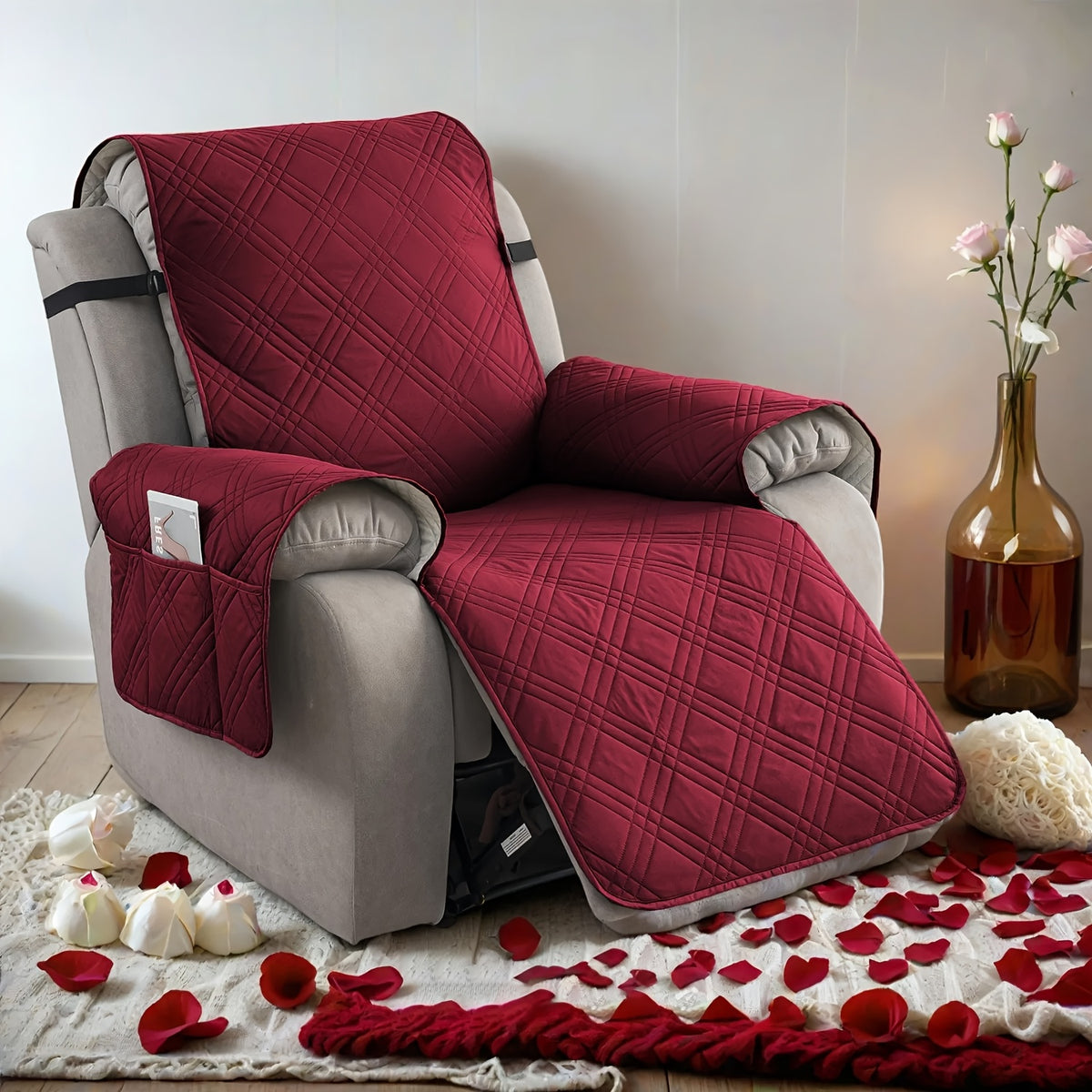 1pc 100% Waterproof Recliner Chair Cover, Non Slip Recliner Covers for Recliner Chair with Pocket, Pet Scratch-Resistant Sofa Slipcover, Washable Furniture Protector, Easy to Install for Living Room, Bedroom, And Study, Halloween Home Decorations