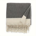 Cotton Throw Blanket with Tassels, Boho Diamond Grid 49.21 x 70.87 Inch, 350 GSM Soft Breathable All-Season Cover for Couch, Bed, Picnics and Travel
