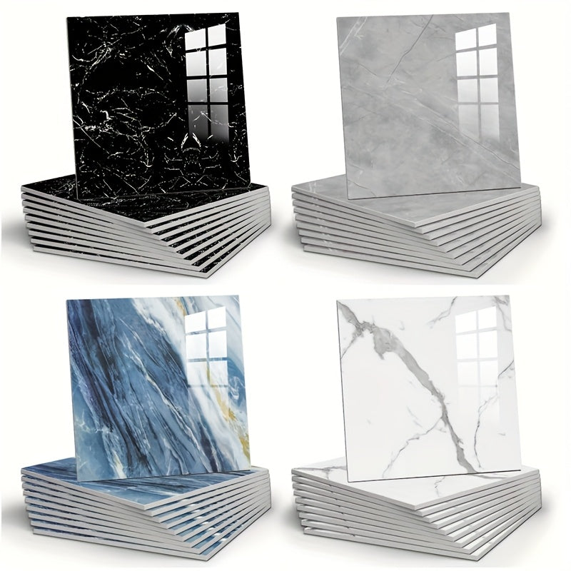 20/50pcs 3D Marble Wall Tiles Wallpaper, Self-Adhesive Foam Wall Panels, Home Decoration Wall Stickers, Peel And Stick, Easy to Clean And Cut, Suitable for Renovation of Bathrooms, Living Rooms, Kitchens, Bedrooms, Not Real Tile (Grey Marble)